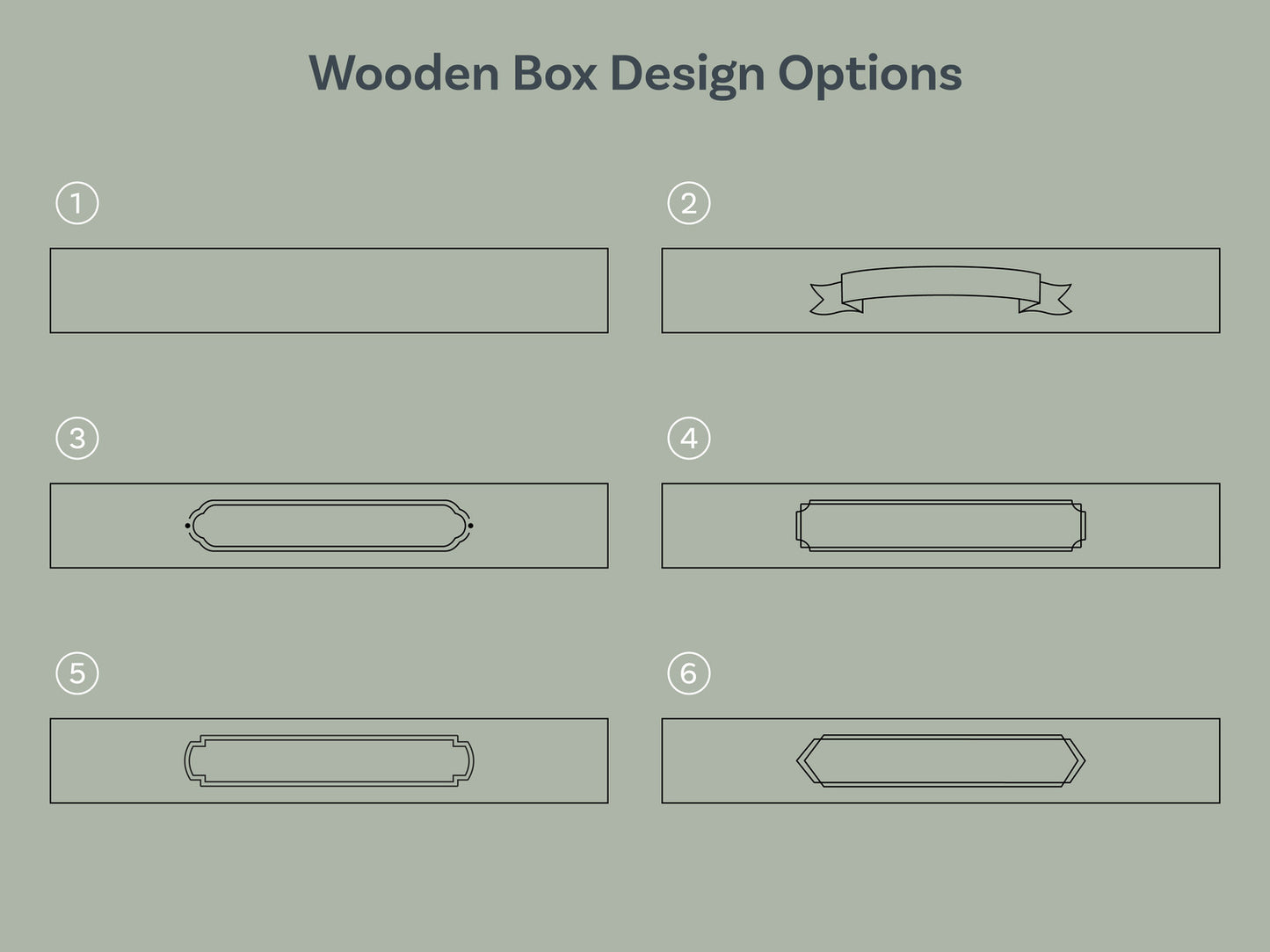 different design options for a wooden box that can be included with engraved drumsticks