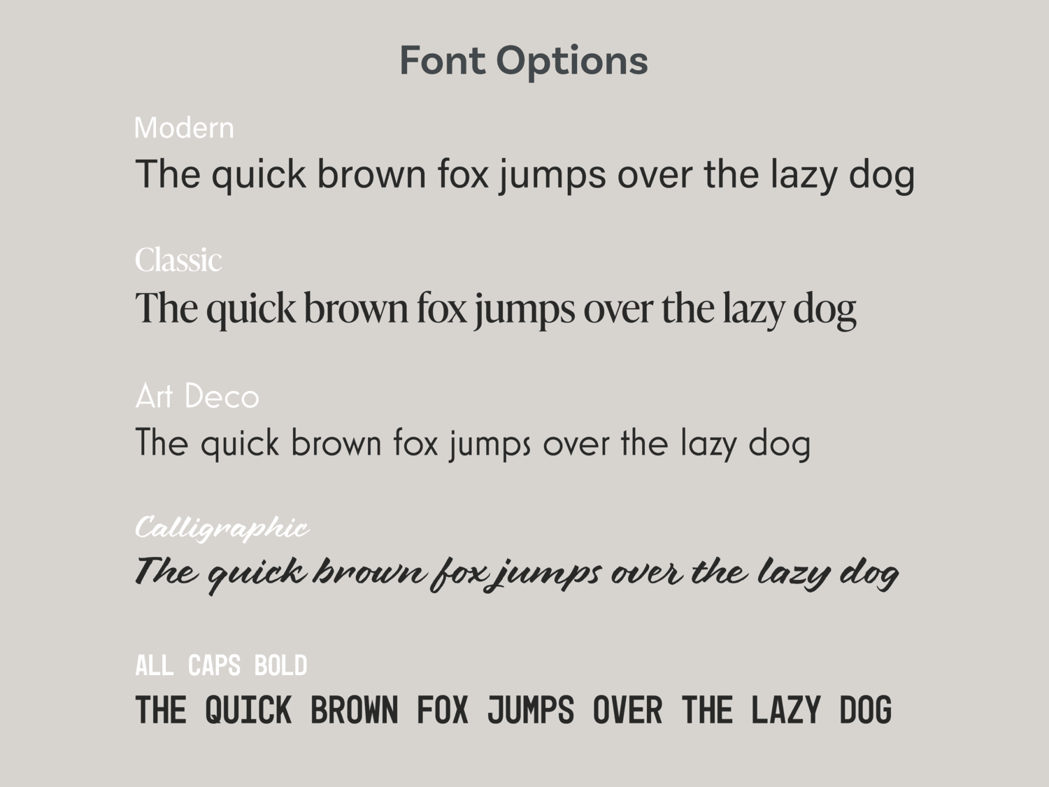 Font options for engravings