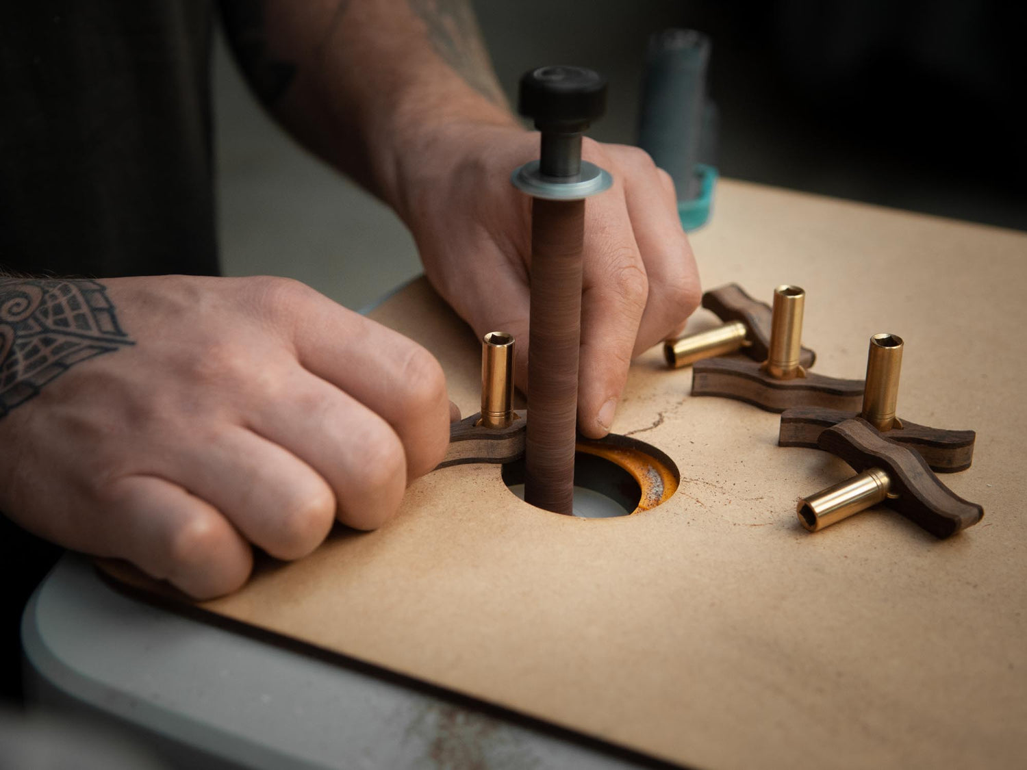 Sanding the side of an Imperial drum key